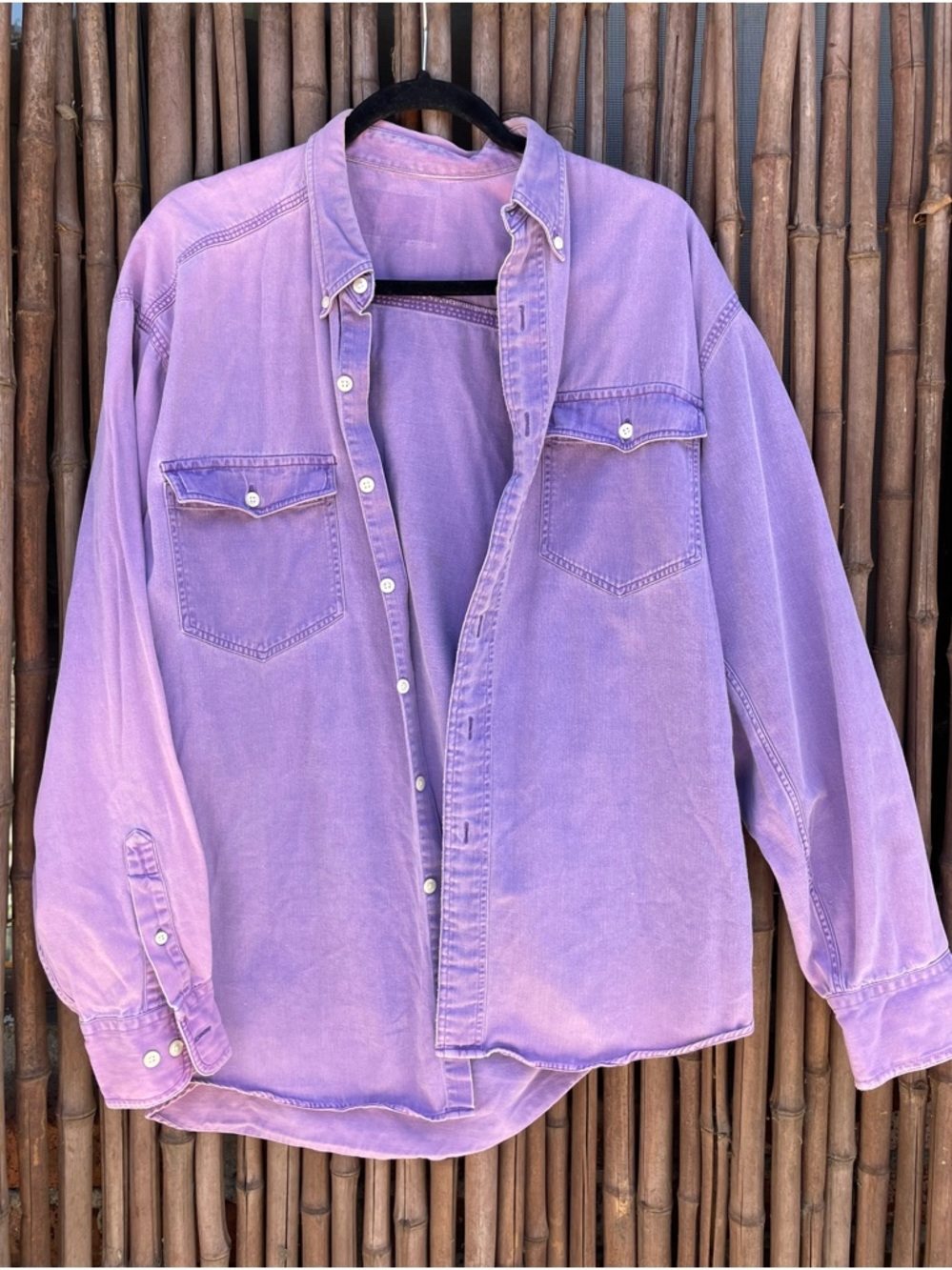Lavender Button-Down Shirt Jacket